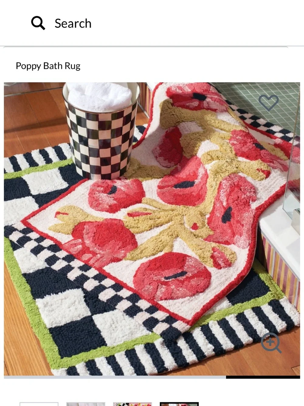 Mackenzie Childs Poppy Bath Rug 21x34”